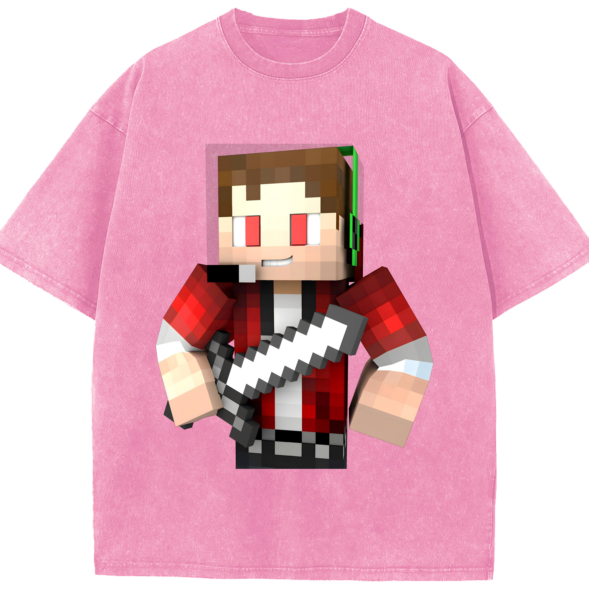 （画像用） マインクラフト ブロックの世界 Minecraft MC Block world 綿100% ヴィンテージ風 半袖Tシャツ（フロントプリント）